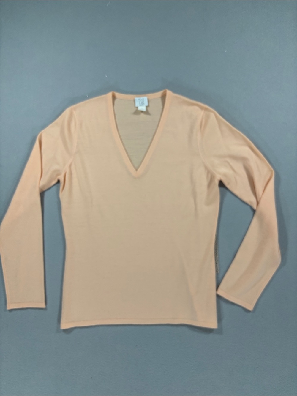TSE Superfine merino wool V-Neck Peach Knit Top S Italy